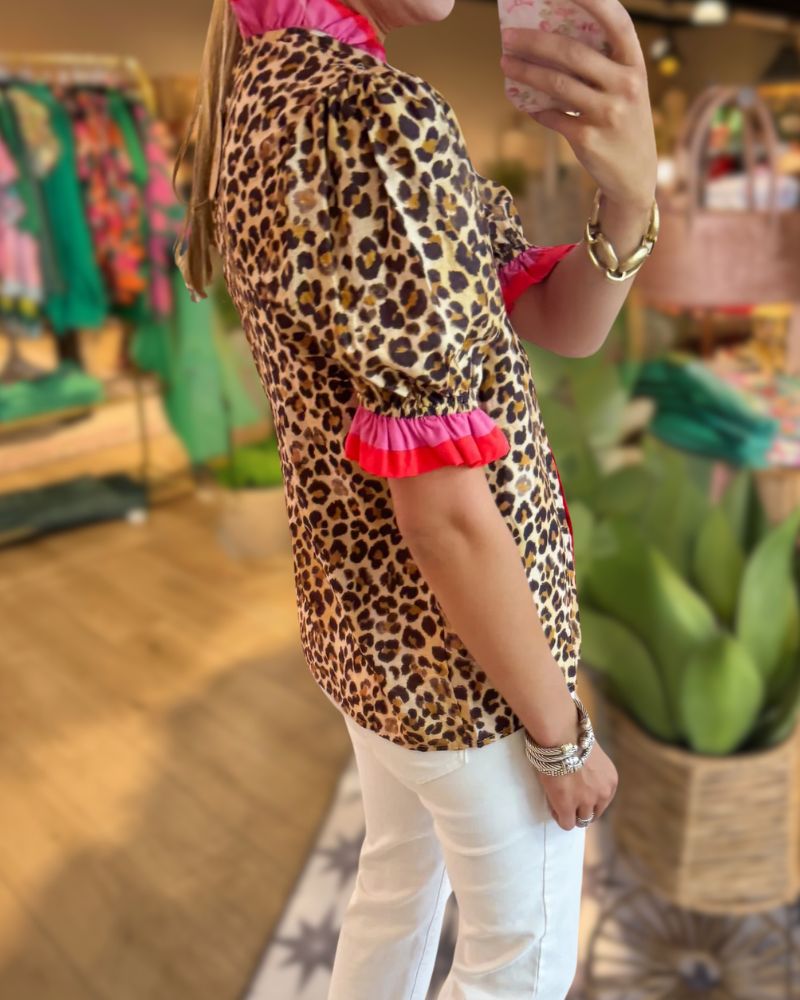 Leopard Print Colorblock Top