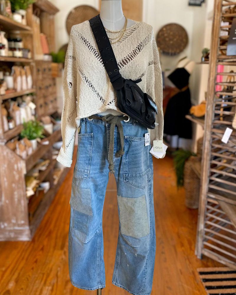 Casual Vintage Patchwork Washed Jeans