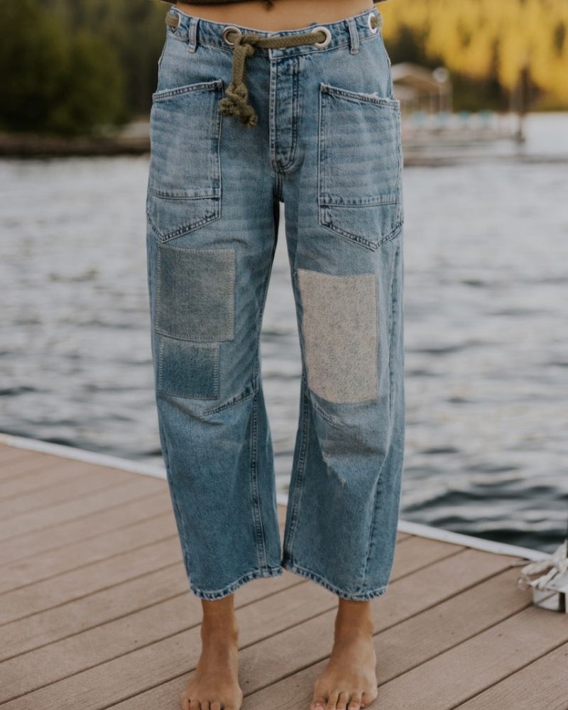 Casual Vintage Patchwork Washed Jeans