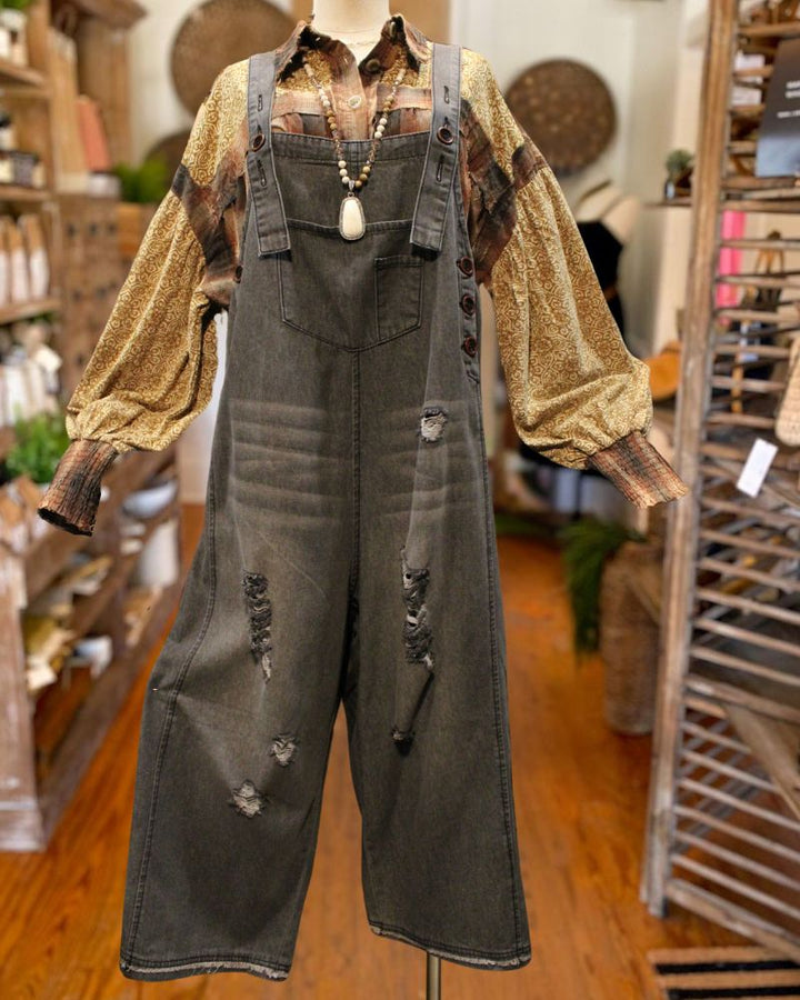 Fashion Loose Ripped Denim Overalls