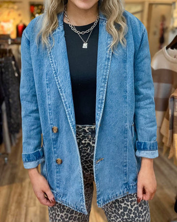 Casual Washed Blue denim Suit