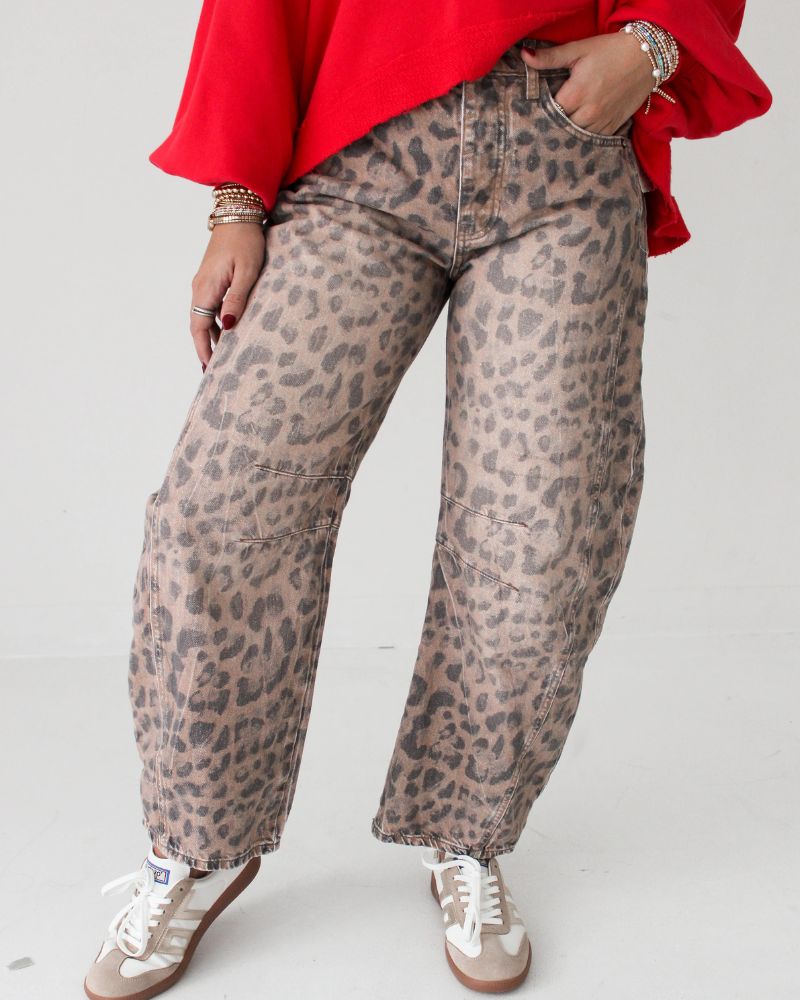 Relaxed Loose lEopard Print Jeans