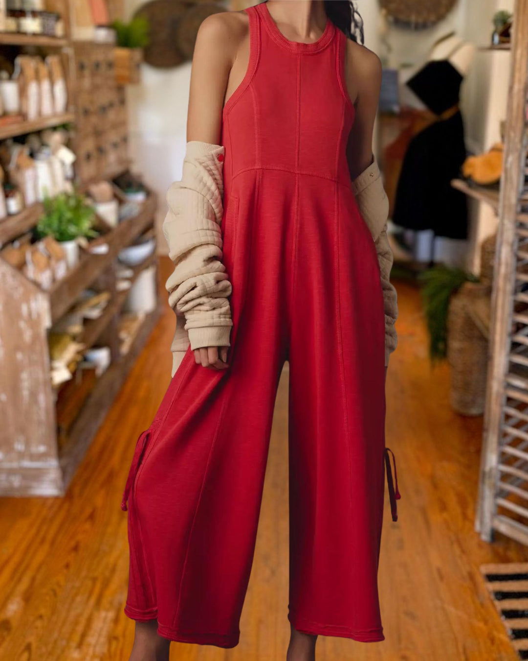Fashion Drawstring Harem Vest Jumpsuit