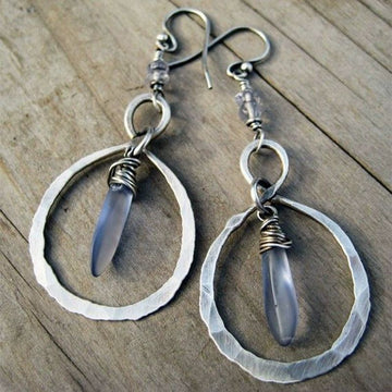 Vintage Hammered Moonstone Earrings