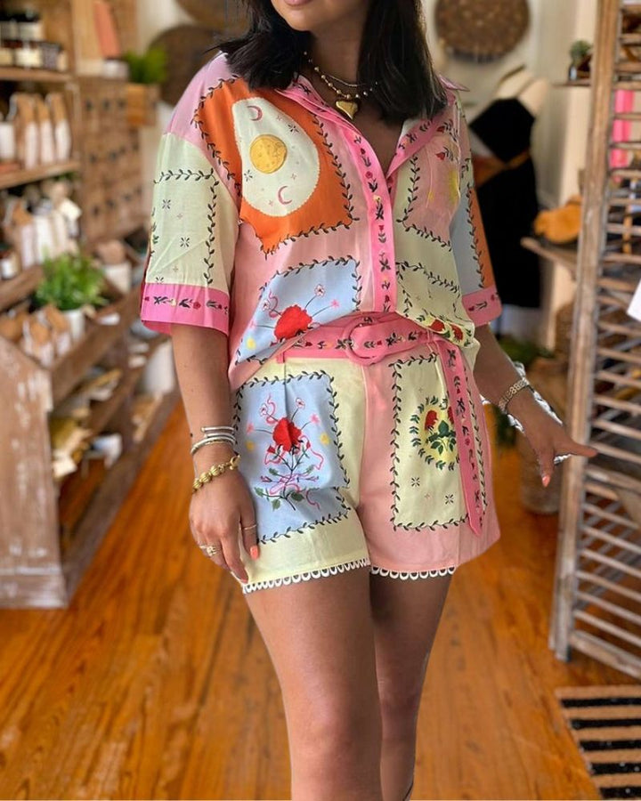 Spring Garden Print Outfit Set