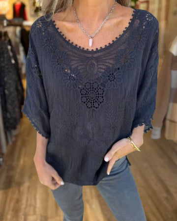 Loose Large Size Embroidery Top