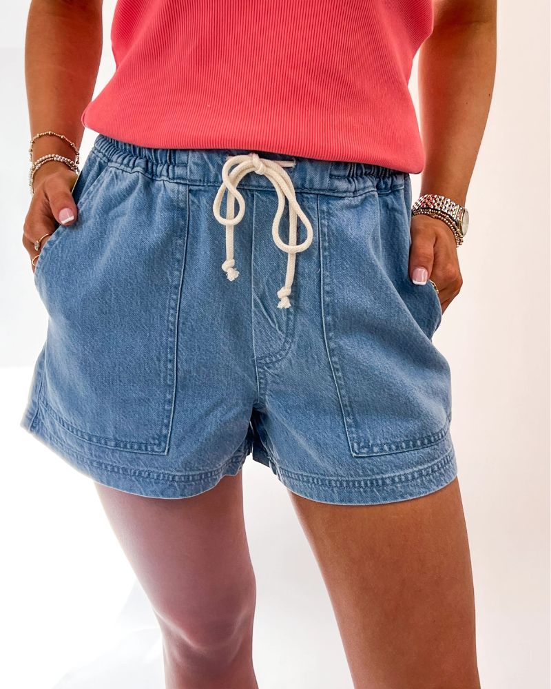 Drawstring Waist Denim Shorts