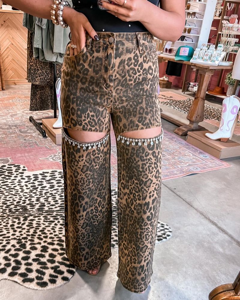 Casual Leopard Print Trousers