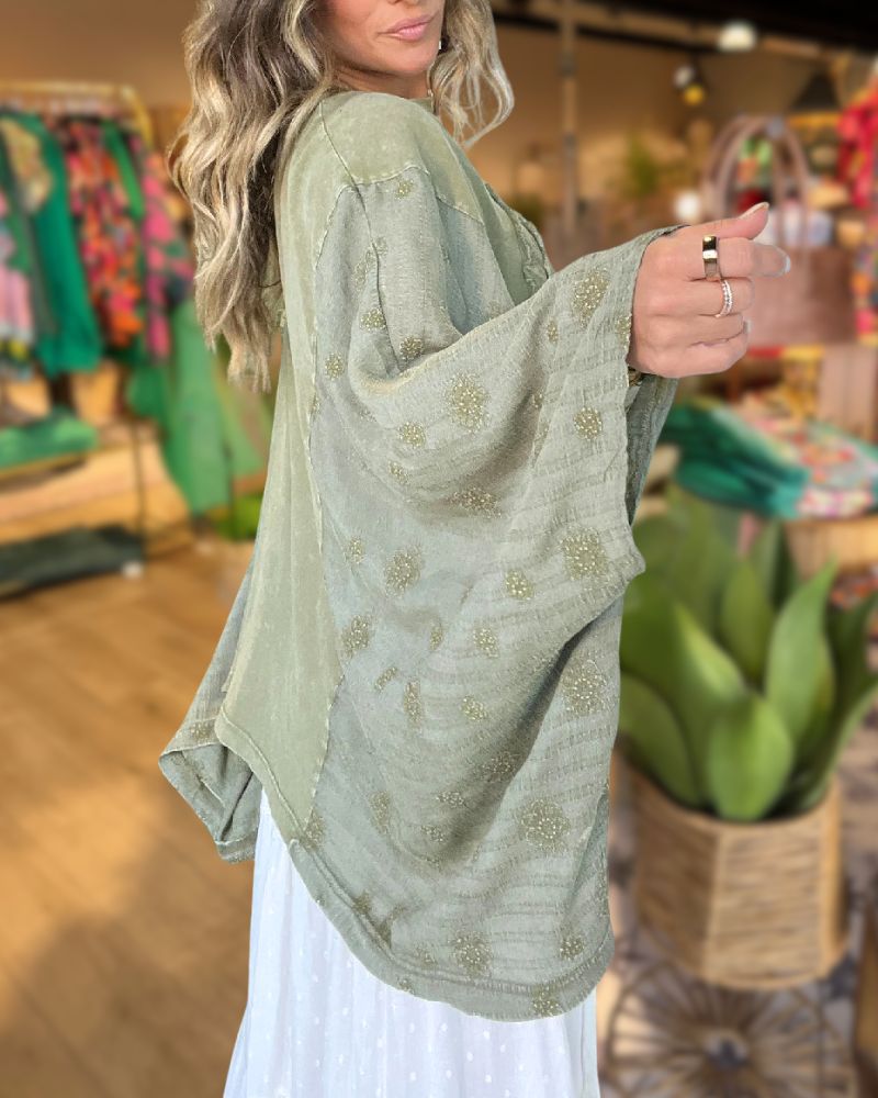 Printed Bat Sleeve Top