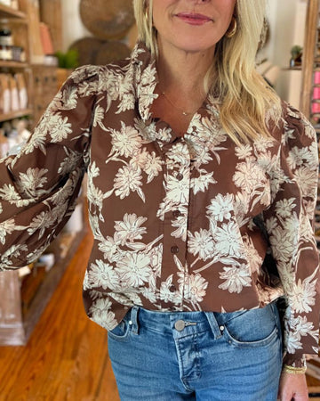 Printed Lantern Sleeve Shirt