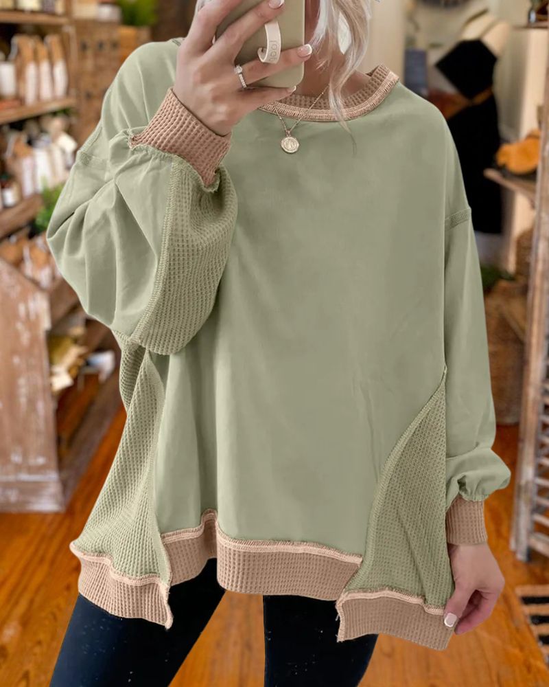 Casual Oversized Colorblock Sweatshirt