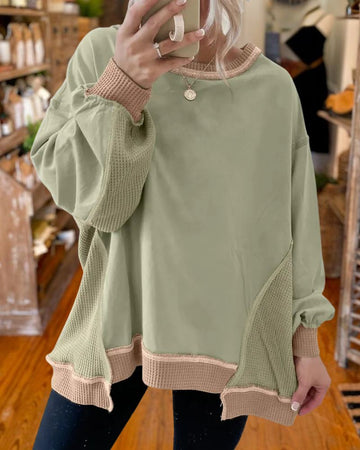 Casual Oversized Colorblock Sweatshirt