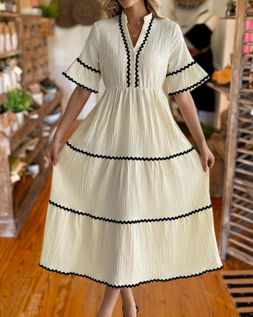 Fashion Wave Trim Detail Dress