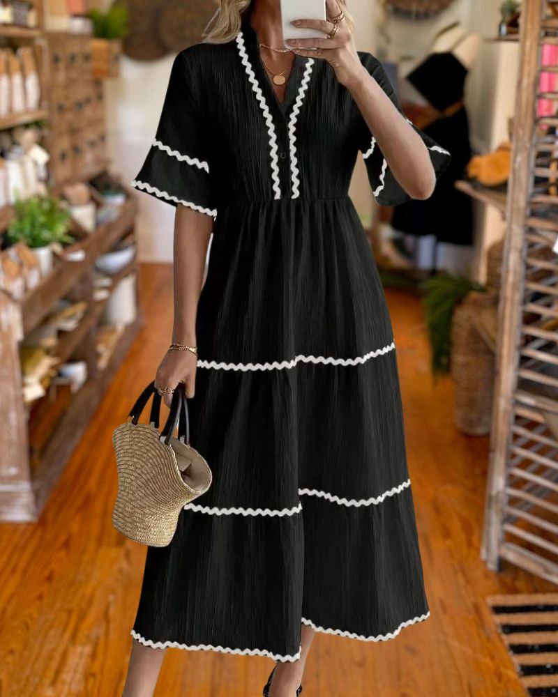 Fashion Wave Trim Detail Dress