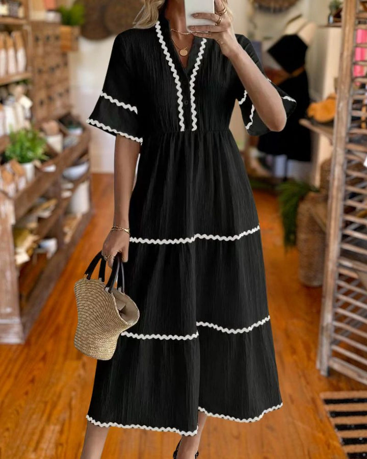 Fashion Wave Trim Detail Dress