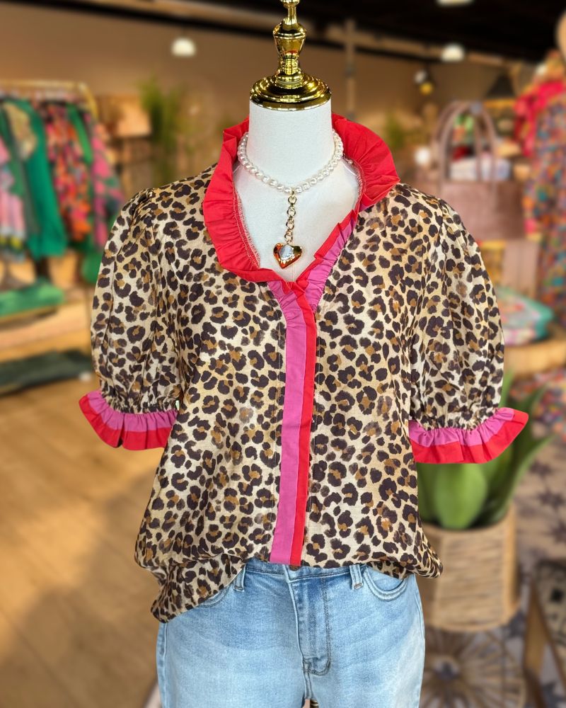 Leopard Print Colorblock Top