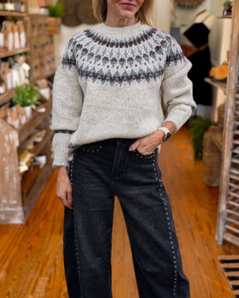 Vintage Colorblock Knit Sweater 