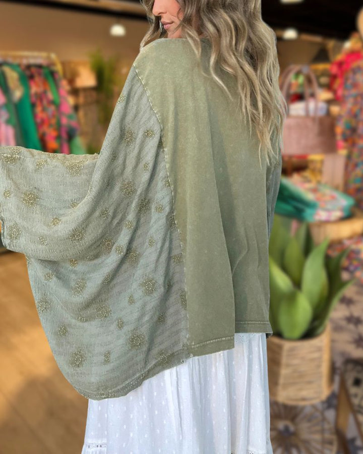 Printed Bat Sleeve Top