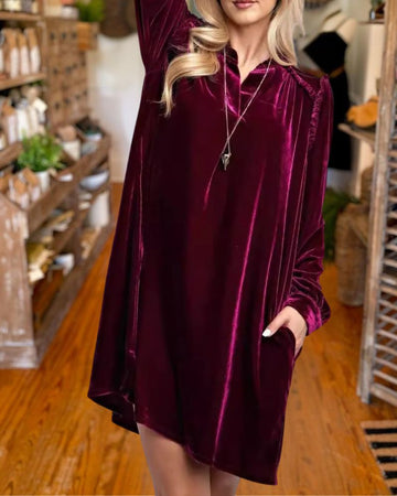Party Solid Color Velvet Sheath Dress