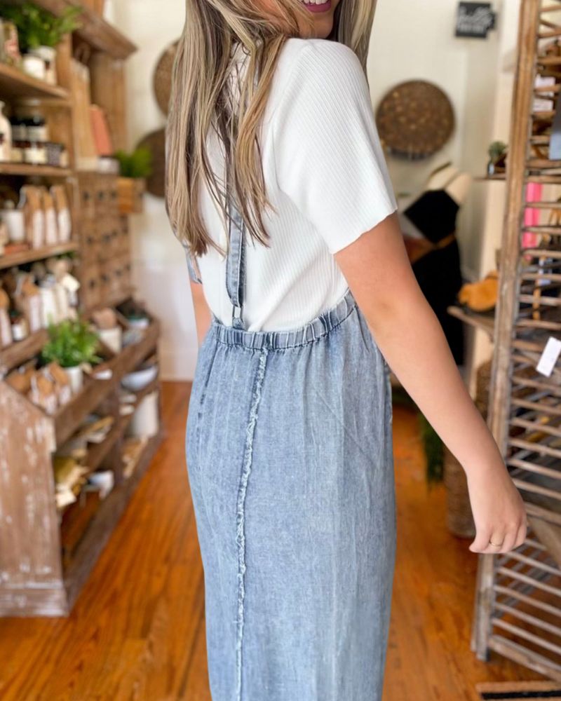 Vintage Washed Wide-Leg Jumpsuit
