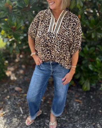 Leopard Stripe Mix Casual Top