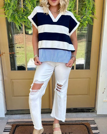 Casual Panel Hem T-Shirt