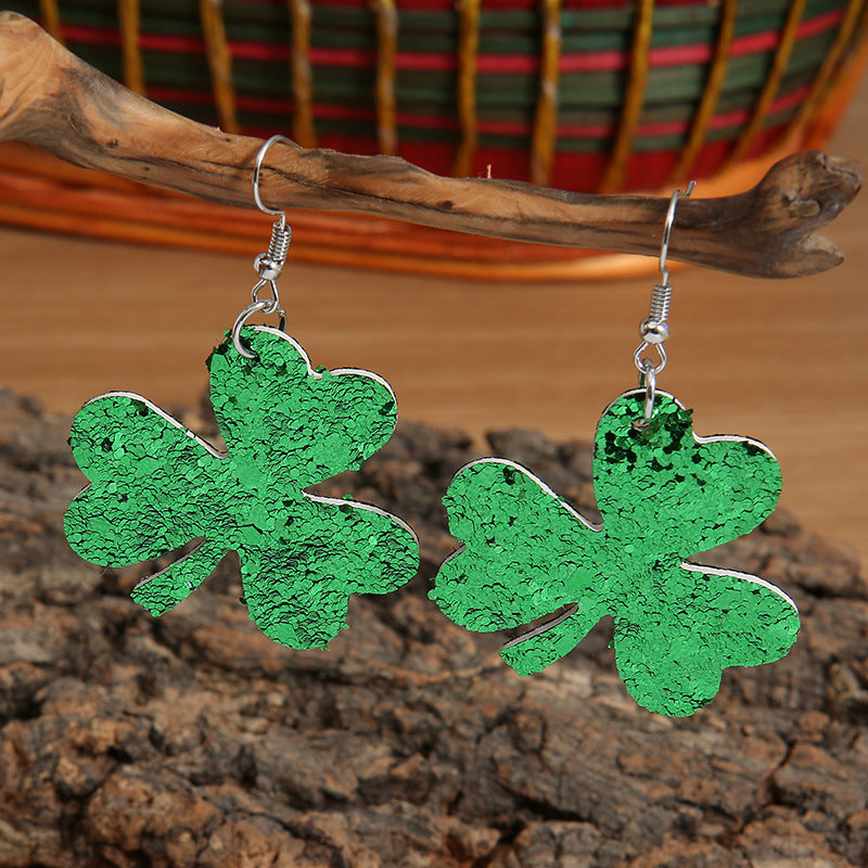Simple Clover Sequin Earrings