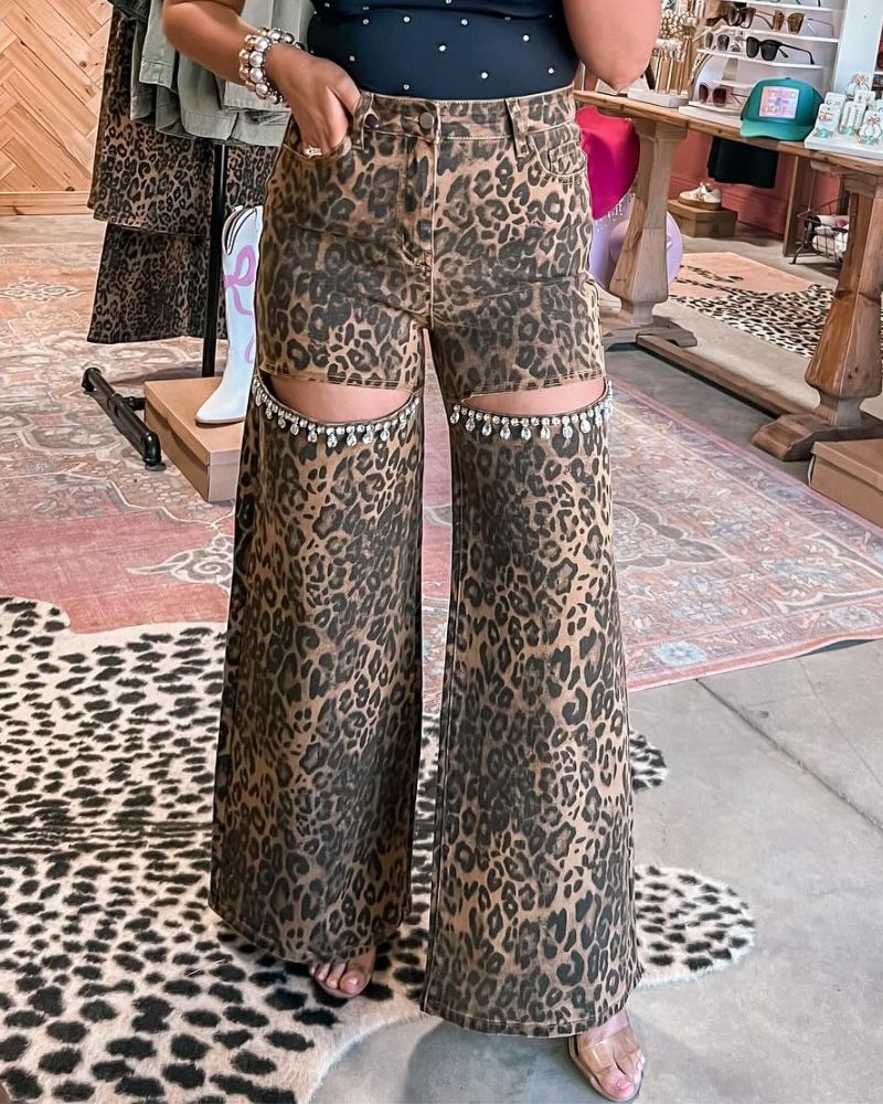 Casual Leopard Print Trousers