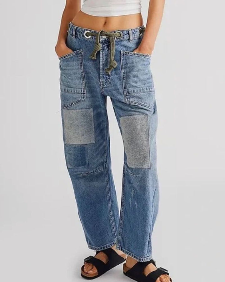 Casual Vintage Patchwork Washed Jeans