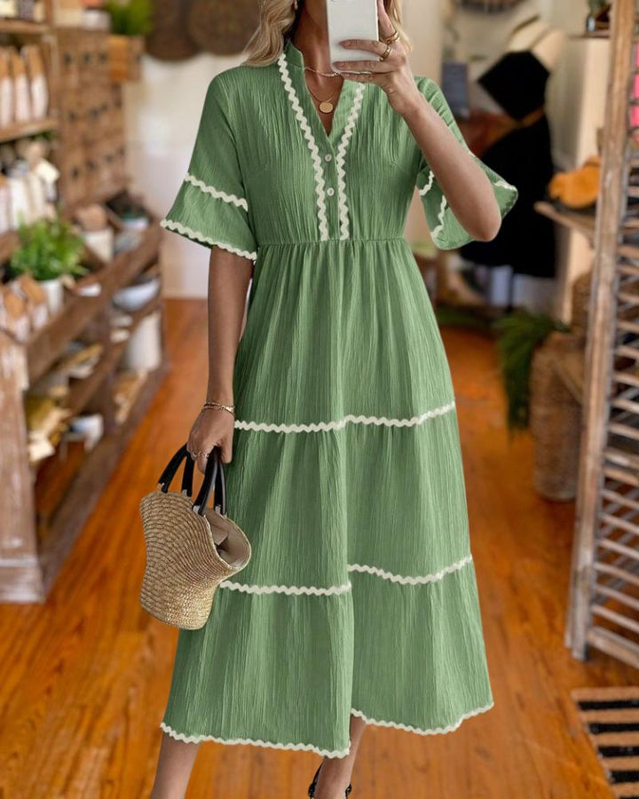 Fashion Wave Trim Detail Dress