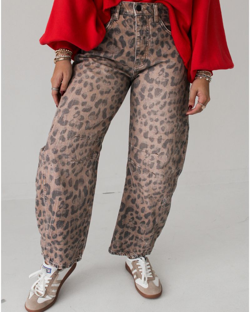 Relaxed Loose lEopard Print Jeans