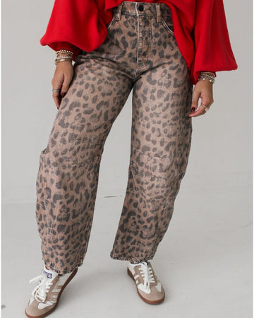 Relaxed Loose lEopard Print Jeans