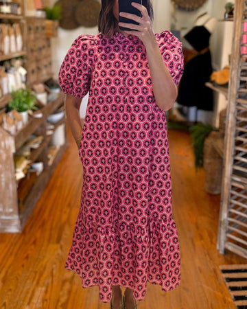 Chic Geometric Print Midi Dress