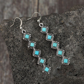 Retro Long Turquoise Earrings